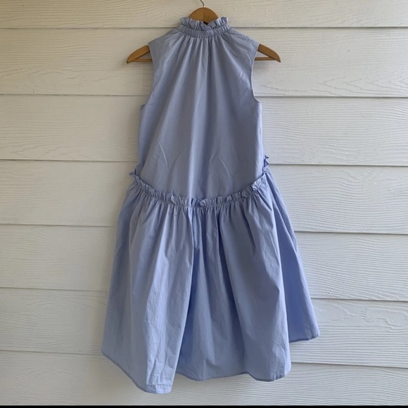 AUREUM heaven hi low hem dress in blue size medium lined pockets mock neck - Picture 5 of 13
